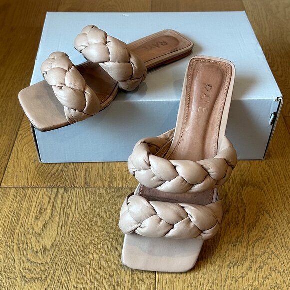 RAYE Braid Leather Strap & Sole Square-Toe Flat Slide Sandals (Nude) - Picture 4 of 16